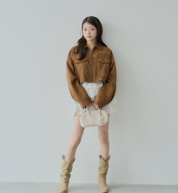  「【WEB限定/REVIVAL】胸ロゴショート丈スエードジップブルゾン」|ブルゾン・スタジャン|