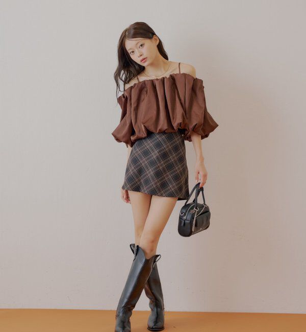  「【SALON by Chico】ギャザーバルーンオフショルブラウス」|シャツ・ブラウス|