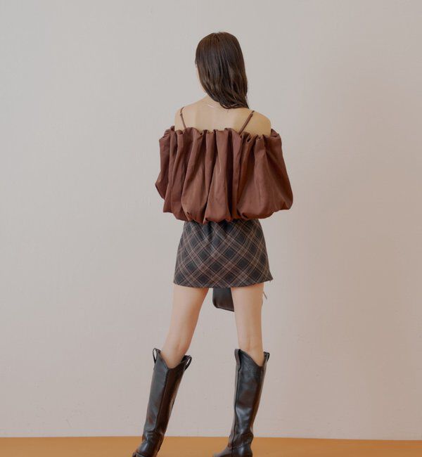  「【SALON by Chico】ギャザーバルーンオフショルブラウス」|シャツ・ブラウス|