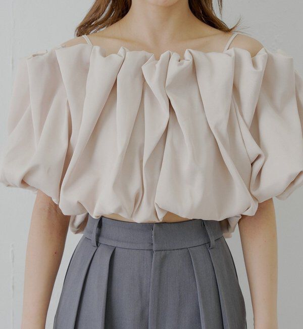  「【SALON by Chico】ギャザーバルーンオフショルブラウス」|シャツ・ブラウス|