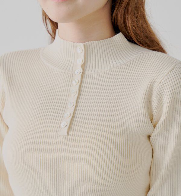  「【SALON by Chico】袖フレアランダムリブボタンニット」|ニット・セーター|