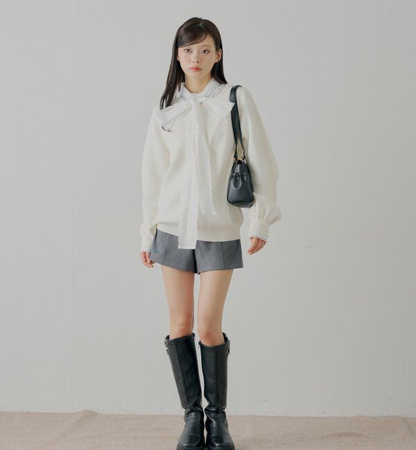  「【SALON by Chico】リボンラップスカート+スラックスハーフパンツ」|チノ|