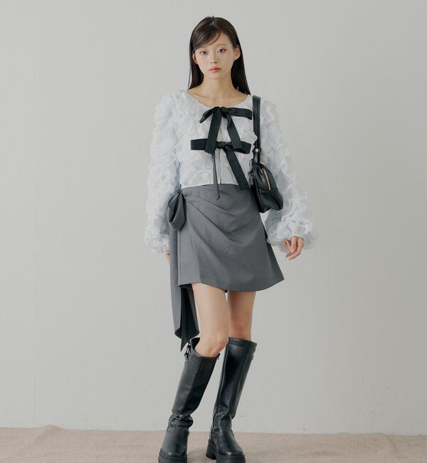  「【SALON by Chico】リボンラップスカート+スラックスハーフパンツ」|チノ|