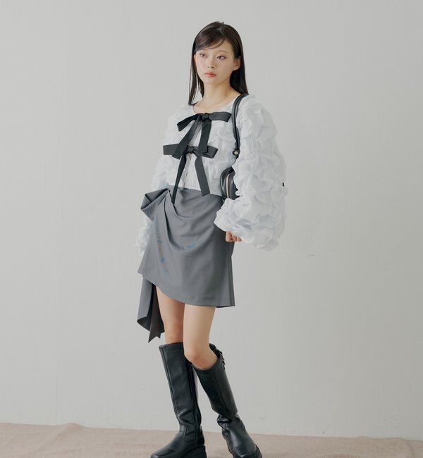  「【SALON by Chico】リボンラップスカート+スラックスハーフパンツ」|チノ|