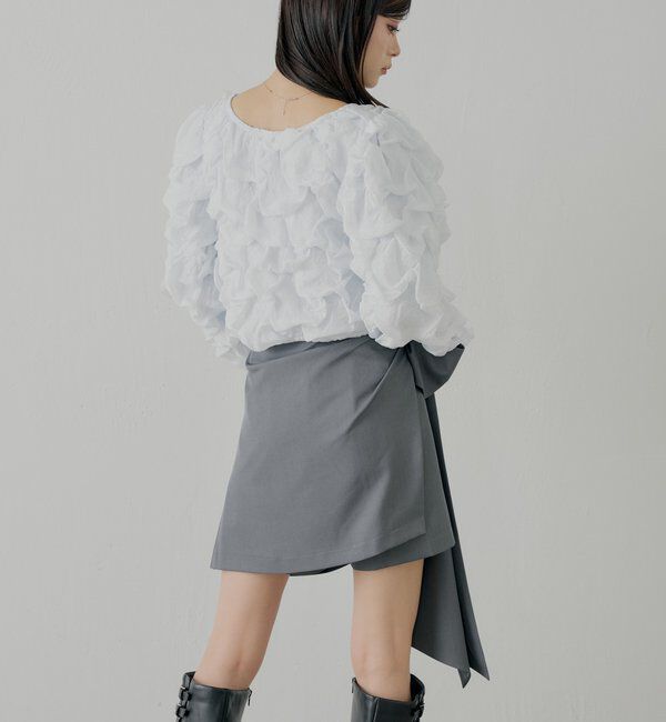  「【SALON by Chico】リボンラップスカート+スラックスハーフパンツ」|チノ|