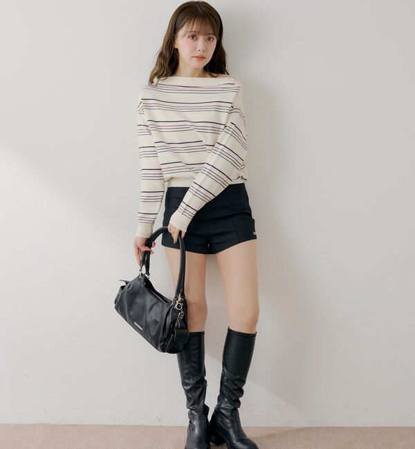  「ワンショルボーダーニット」|ニット・セーター|
