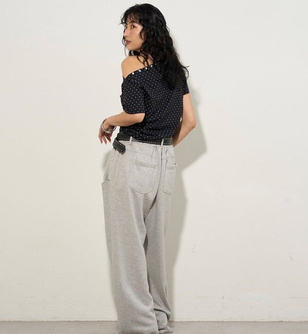  「アソート (カモ柄/ヒョウ柄)/ドット柄)スタッズドロストワンショルTEE」|Tシャツ・カットソー|