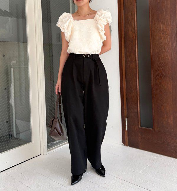  「【SNSで話題！/オケージョンにも◎】ジャガードパフショルダートップス」|シャツ・ブラウス|