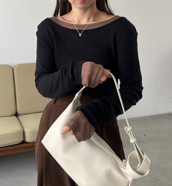  「【前後2WAY】2WAYボートネックシアーロンT」|Tシャツ・カットソー|