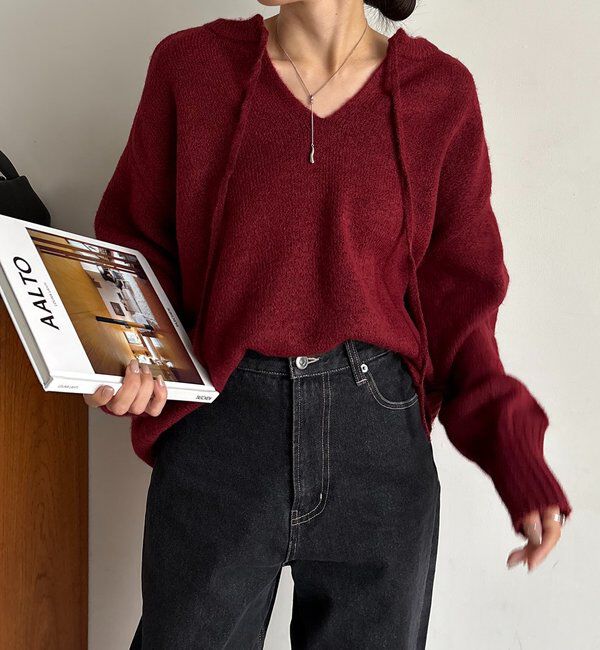  「【前後2WAY】もちふわ2WAYスキッパーニット」|ニット・セーター|