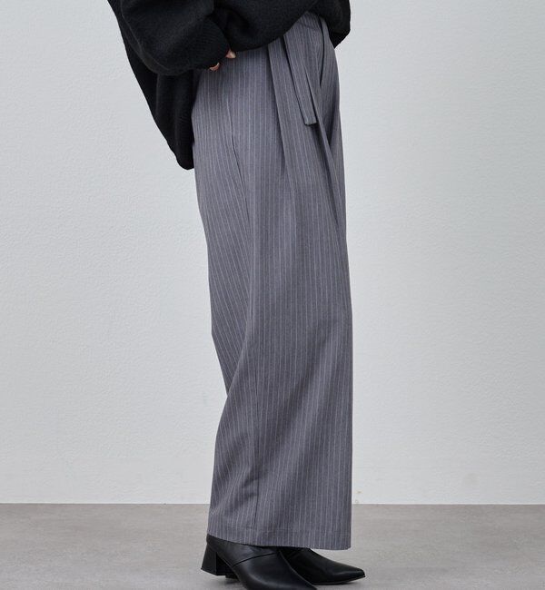  「ダブルタックストライプワイドパンツ」|チノ|