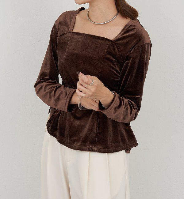  「ベロアペプラムプルオーバー」|Tシャツ・カットソー|