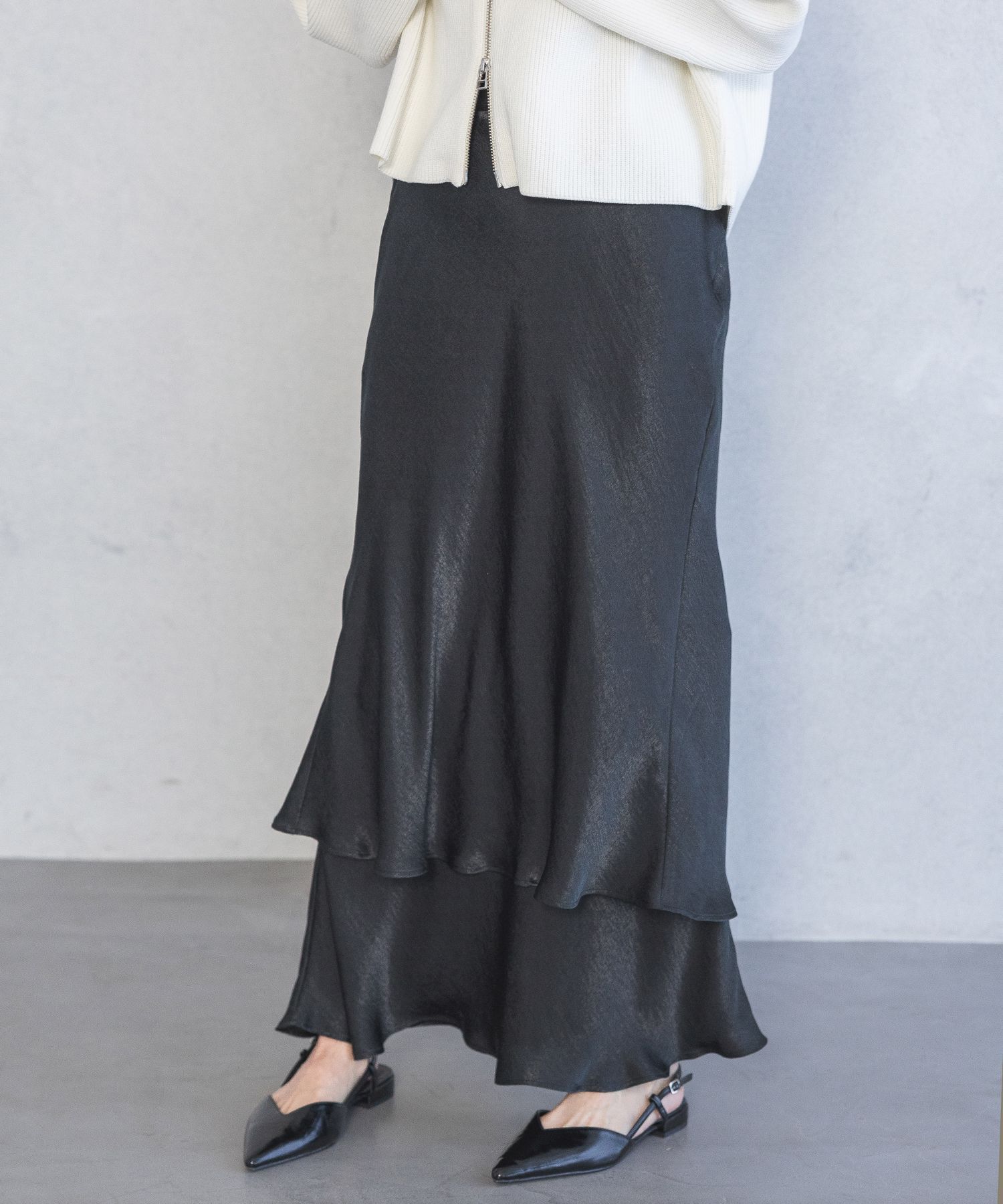 A part by 「ティアードフレアスカート」|スカート|ブラック
