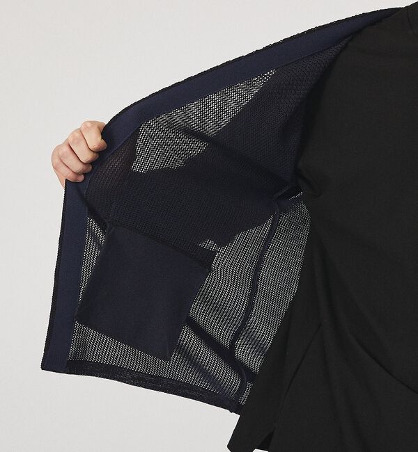 ABAHOUSE「2トーン シアーメッシュ 1ボタン カーディガン」|カーディガン|