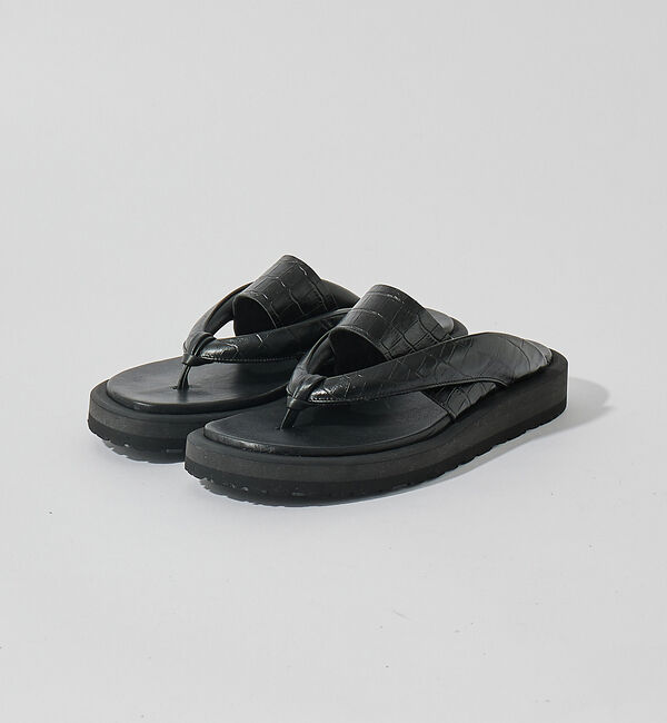 alfredoBANNISTER「＜クロコ型押し＞【WRAP SHOES】ボリュームソール雪駄 トングサンダル」|サンダル|