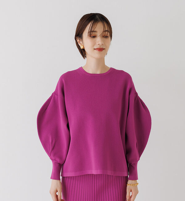 Rouge vif「【セットアップ対応】ボリュームスリーブストレッチニットプルオーバー」|ニット・セーター|