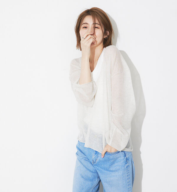 Rouge vif「シアーVネックラメプルオーバー」|ニット・セーター|