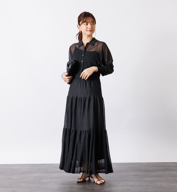 Rouge vif「【セットアップ対応】シアー格子リブニットカーディガン」|カーディガン|