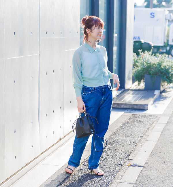 Rouge vif「【セットアップ対応】シアー格子リブニットカーディガン」|カーディガン|