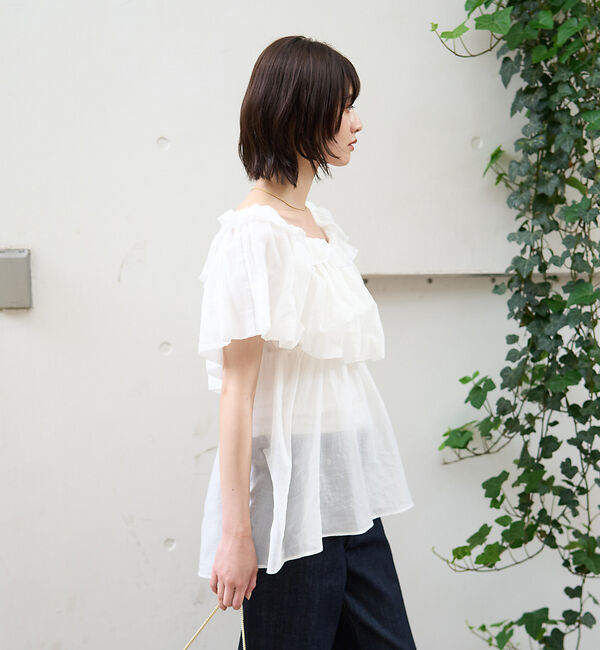 Rouge vif「コットンオフショルバルーンブラウス」|シャツ・ブラウス|