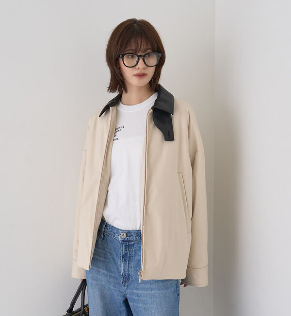 Rouge vif「異素材衿パフィブルゾン/ハンティングジャケット」|ブルゾン・スタジャン|