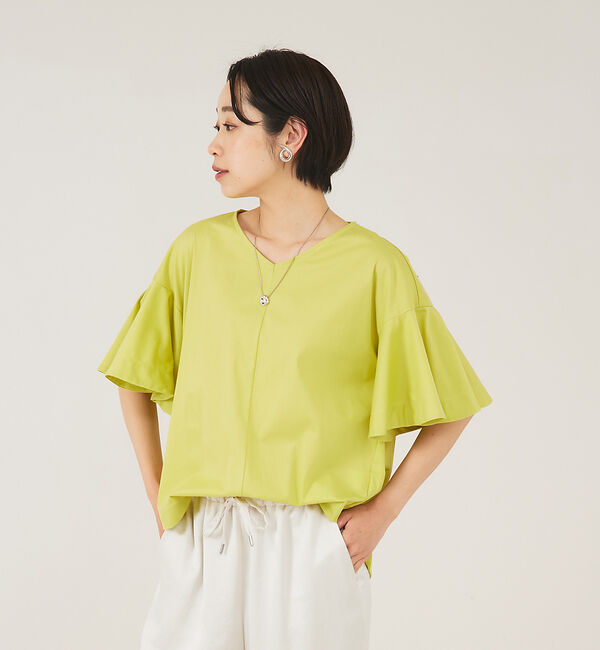 qualite「フレアスリーブカットソー」|Tシャツ・カットソー|イエロー