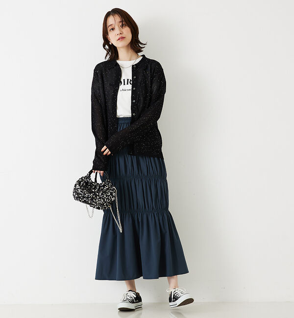 abahouse mavie「【アンサンブル対応】スパンコールシアーニットシャツ」|ニット・セーター|