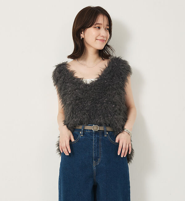 abahouse mavie「フェザーチュールヤーンニットベスト」|ベスト・ジレ|