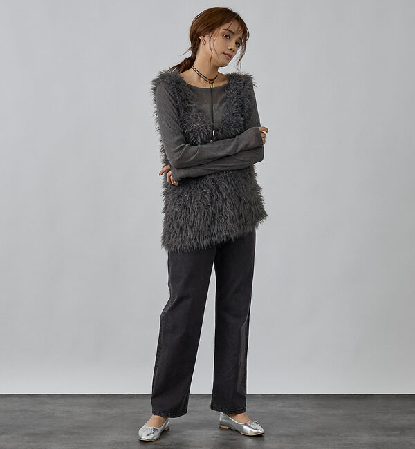 abahouse mavie「フェザーチュールヤーンニットベスト」|ベスト・ジレ|