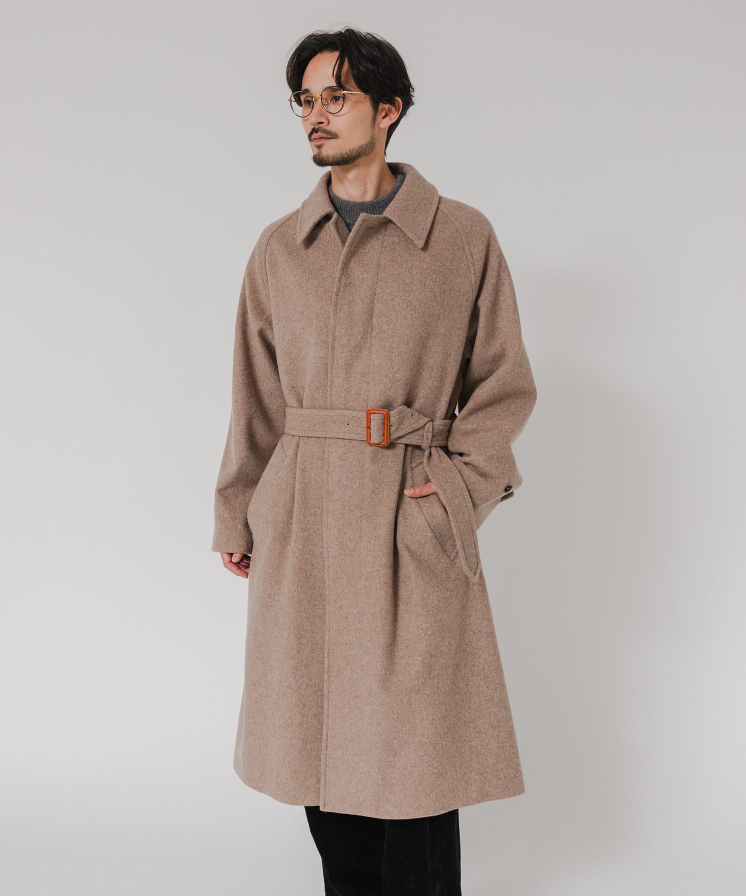 URBAN RESEARCH「WOOL BEAVER BELTED COAT」|ステンカラーコート|