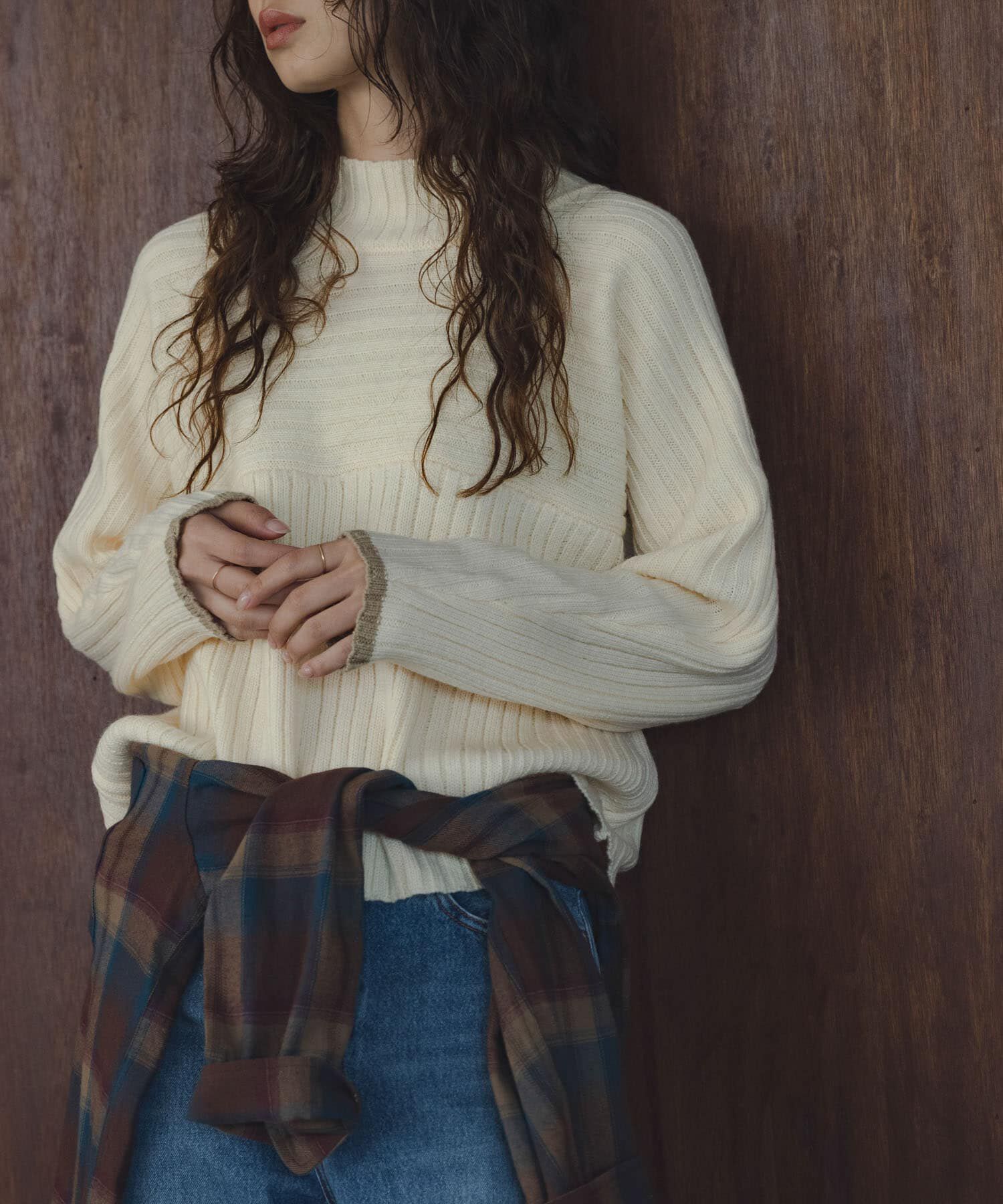 Sonny Label 「ワイドリブ切替えニット」|ニット・セーター|オフホワイト