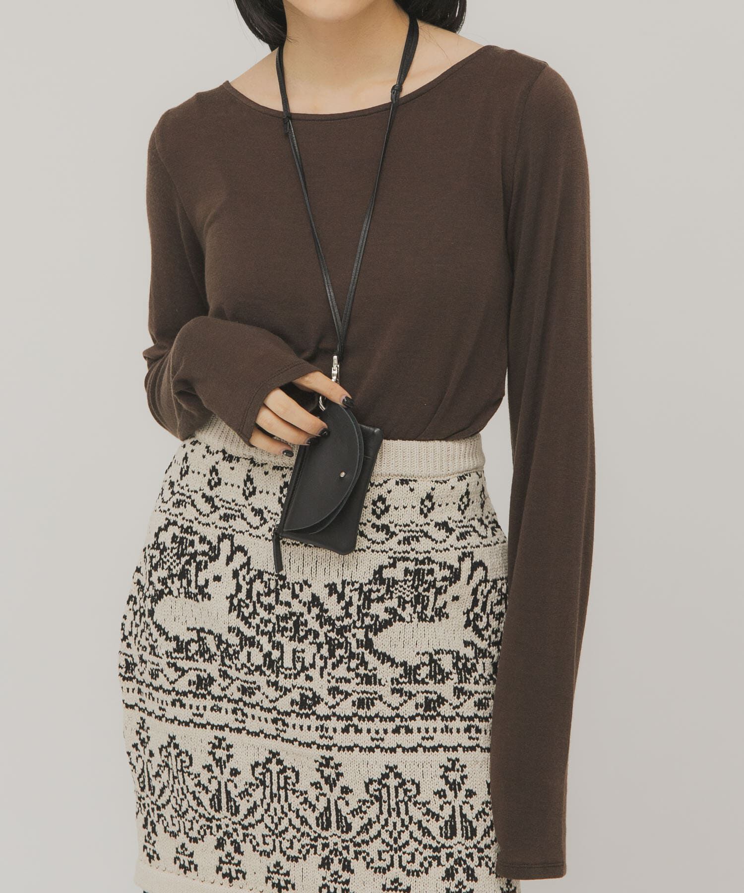  「タックドレープロンTEE」|Tシャツ・カットソー|ブラウン