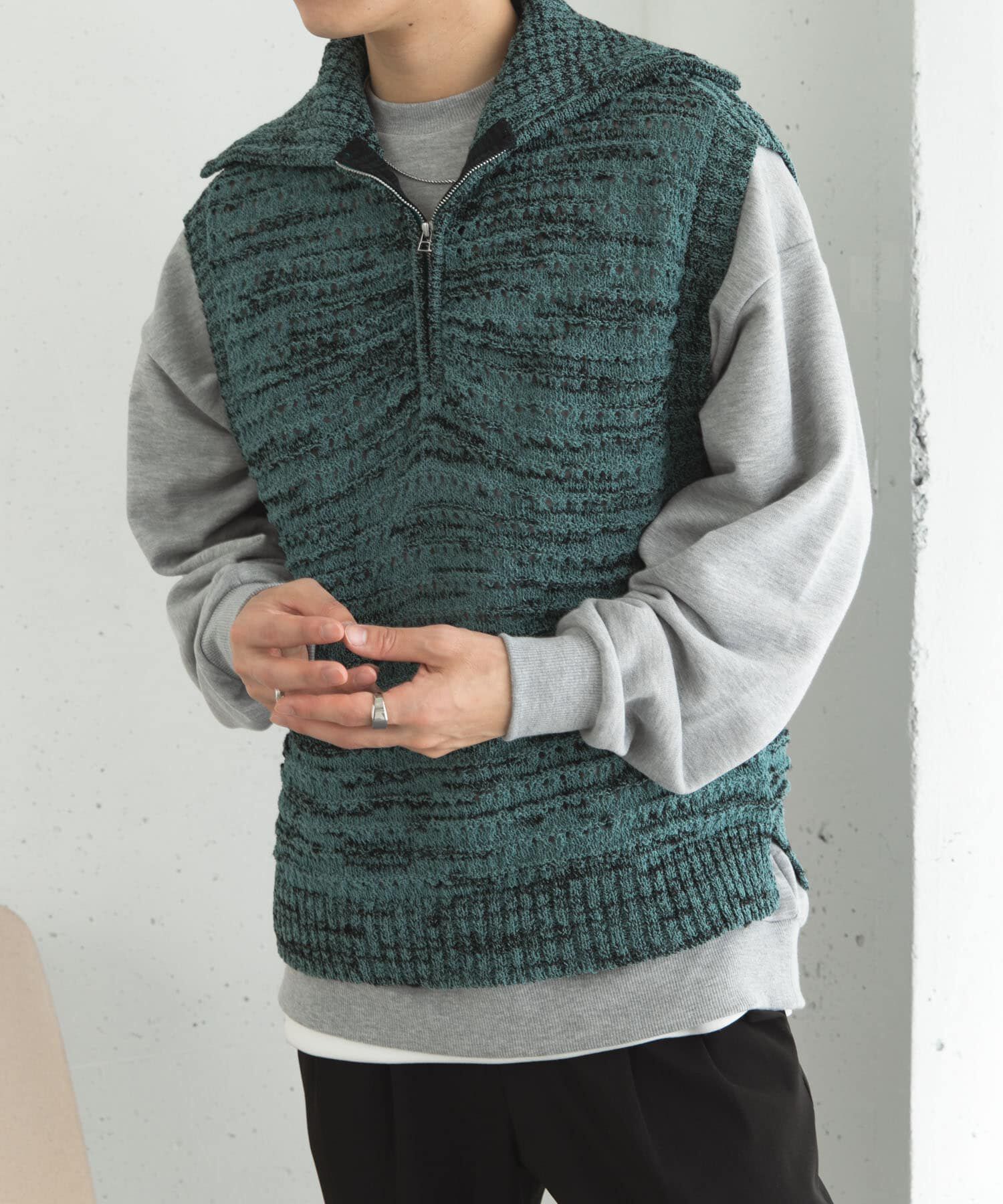 SENSE OF PLACE by URBAN RESEARCH「ミックスメランジハーフジップニットベスト」|ベスト・ジレ|