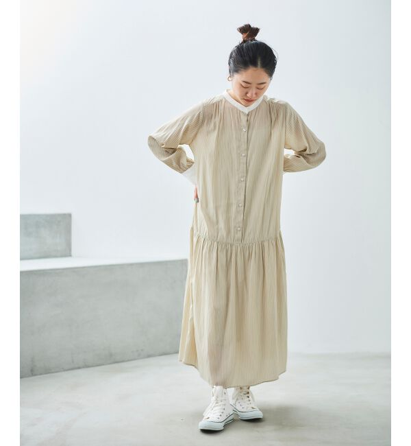 le.coeur blanc「カッセンストライプギャザーシャツワンピース」|その他|