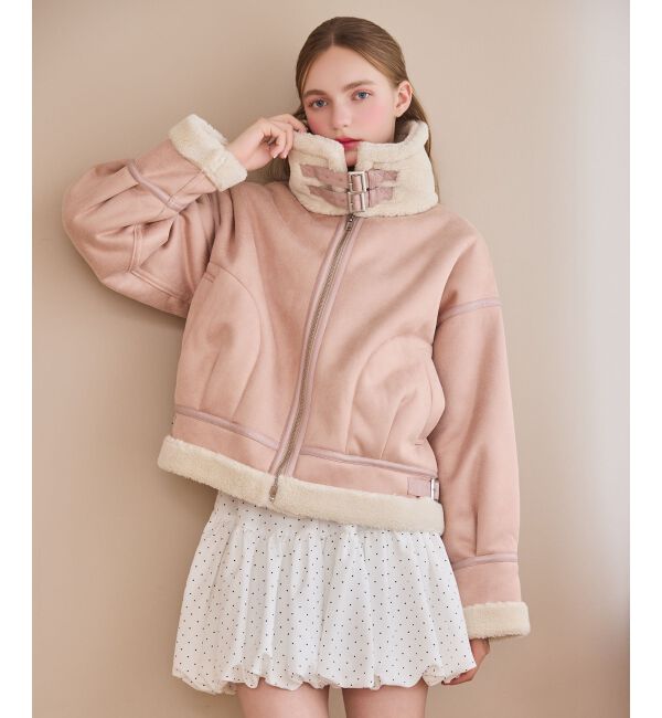  「オーバーサイズボアブルゾン」|ブルゾン・スタジャン|ピンク