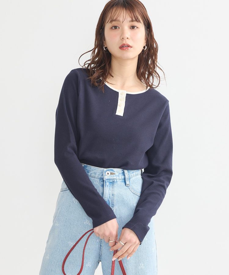 earth music&ecology「2WAY釦リブプルオーバー」|Tシャツ・カットソー|