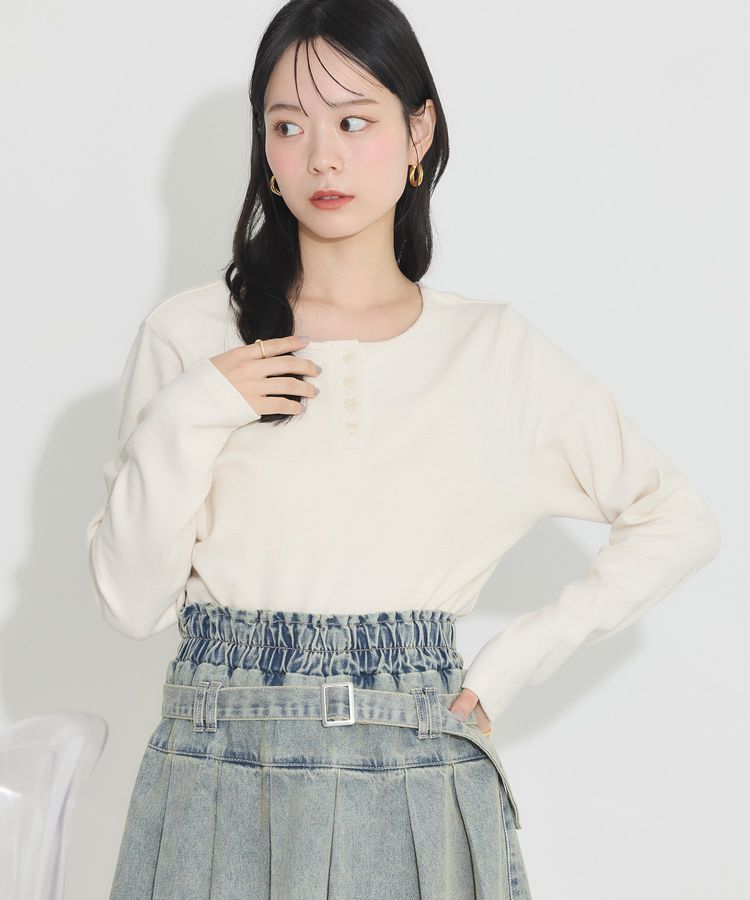 earth music&ecology「2WAY釦リブプルオーバー」|Tシャツ・カットソー|Off White