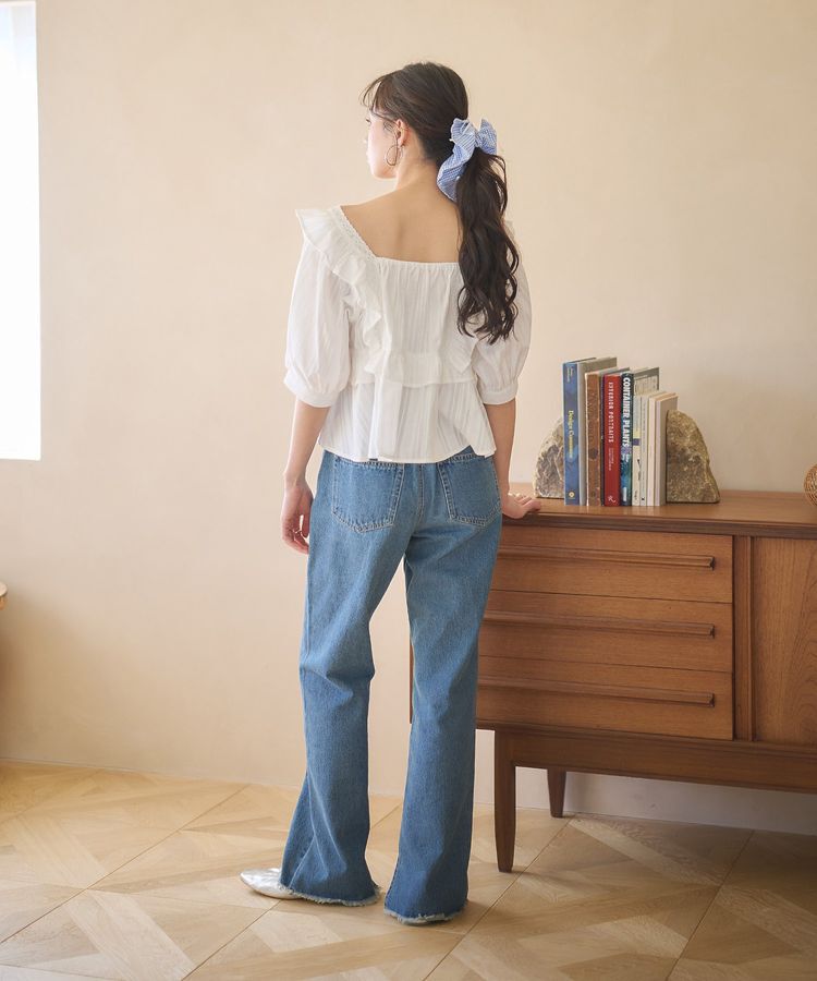 earth music&ecology「パフスリーブコットンフリルブラウス」|シャツ・ブラウス|