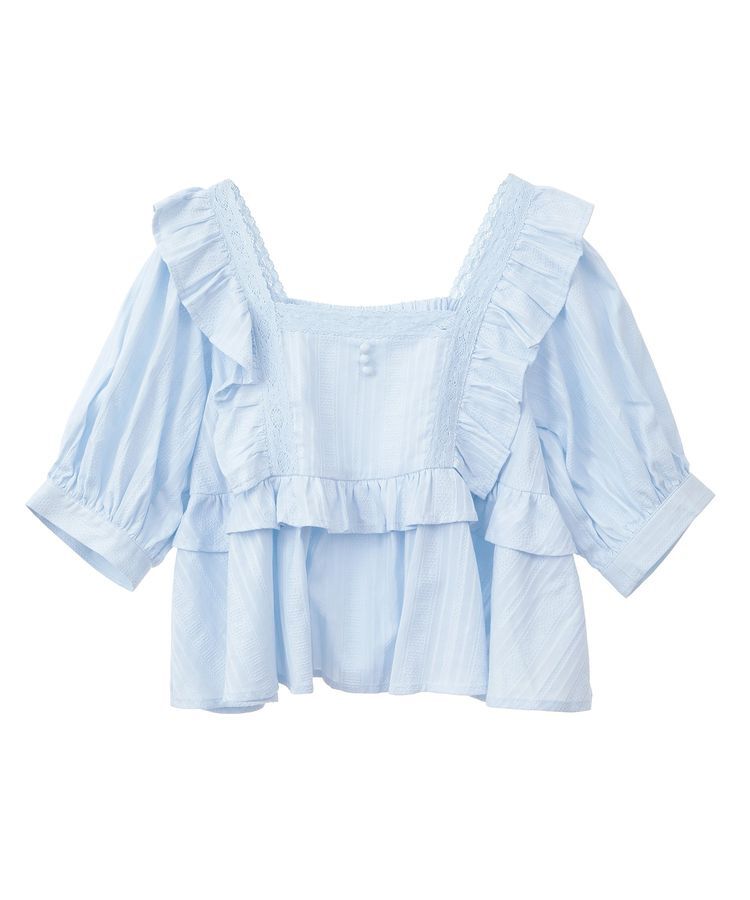 earth music&ecology「パフスリーブコットンフリルブラウス」|シャツ・ブラウス|