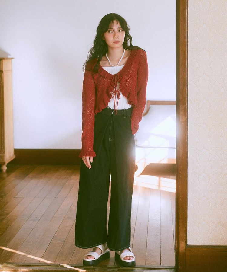 earth music&ecology「フロントタックデニムパンツ」|デニム|