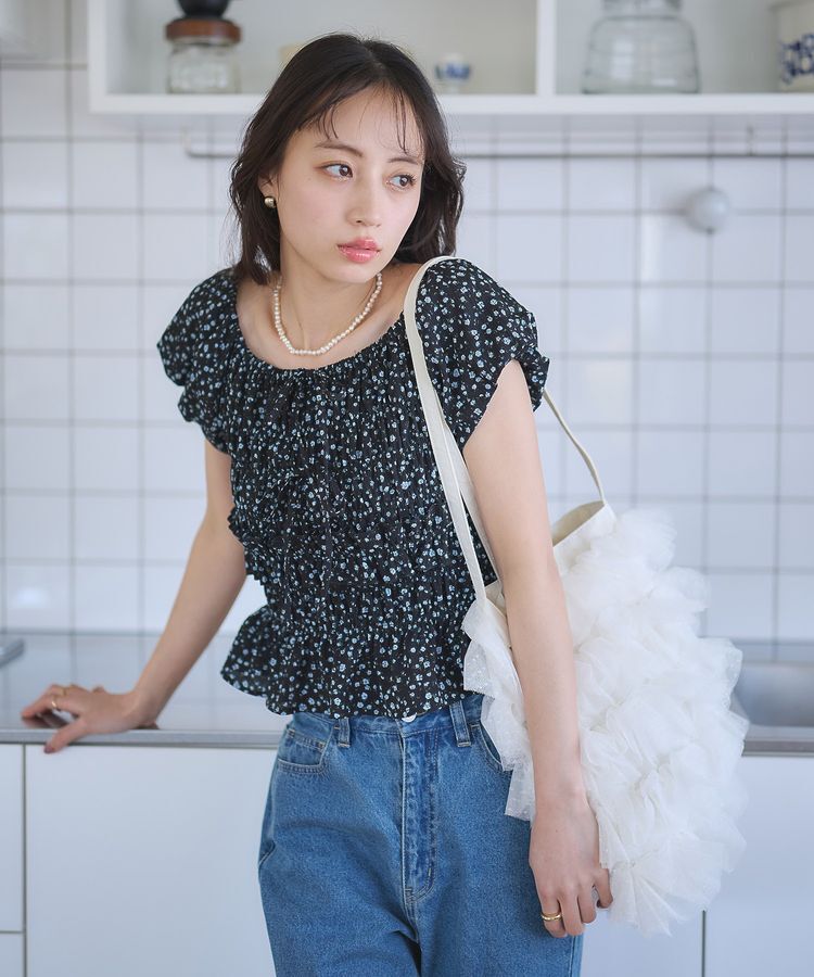 earth music&ecology「フレンチバルーンフリルブラウス」|シャツ・ブラウス|