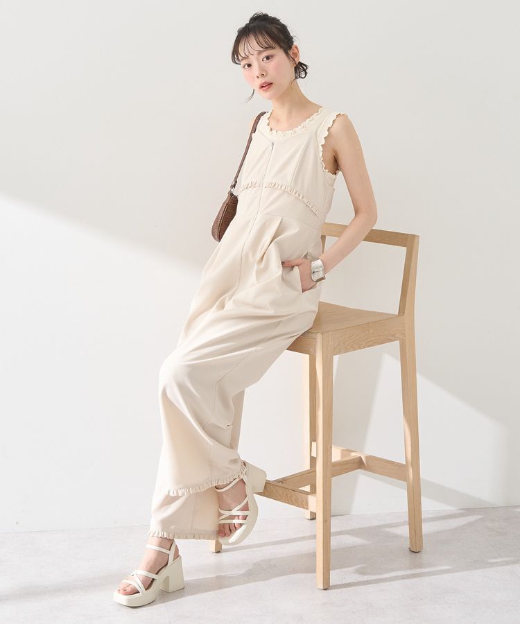 earth music&ecology「ミニフリルフロントジップロンパース」|オールインワン|