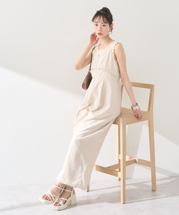 earth music&ecology「ミニフリルフロントジップロンパース」|オールインワン|