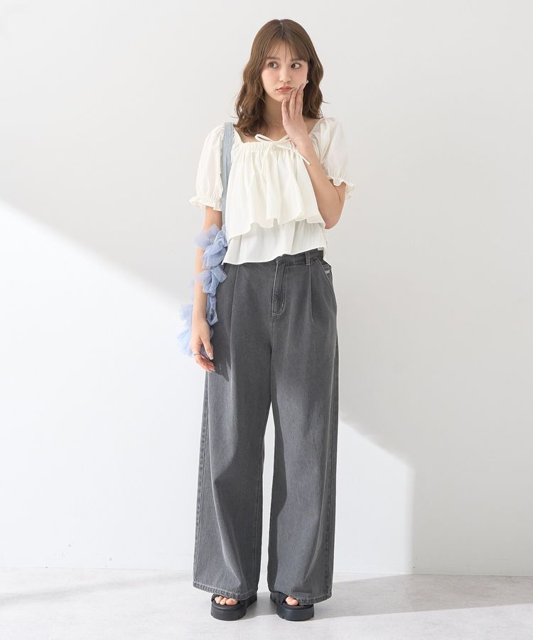 earth music&ecology「スクエアフロントリボンブラウス」|シャツ・ブラウス|