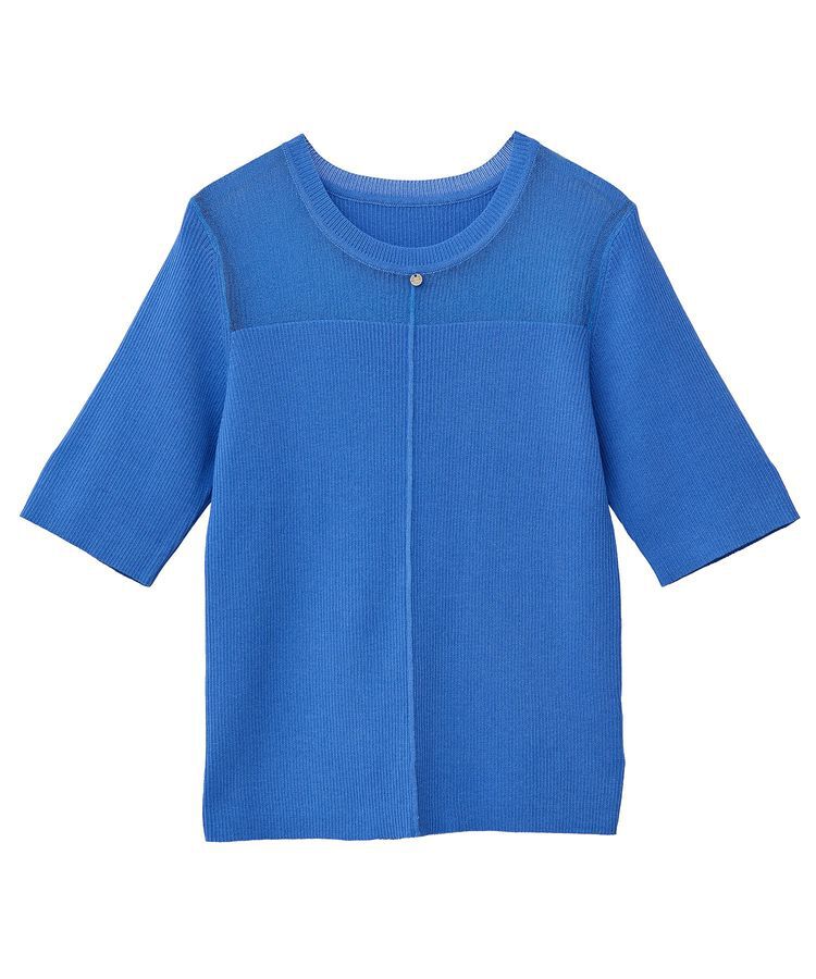 earth music&ecology「シアーヨークニットプルオーバー」|ニット・セーター|Blue