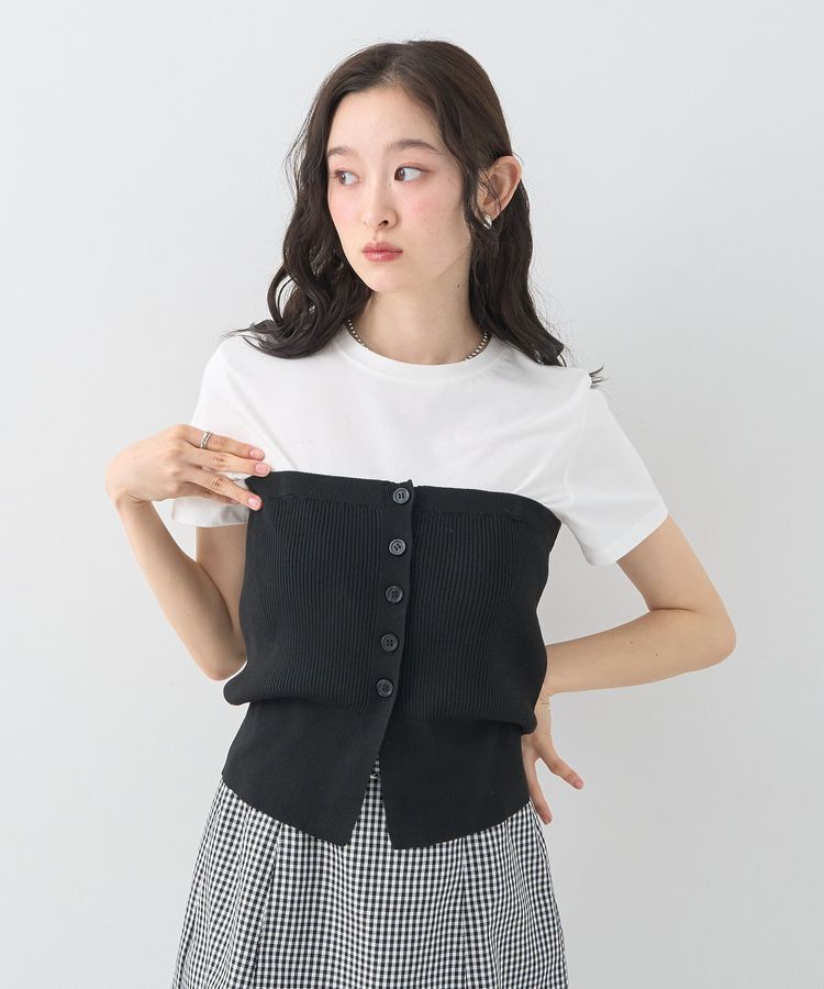 earth music&ecology「SET2点コンパクトTEE＋マルチwayニットビスチェ」|Tシャツ・カットソー|