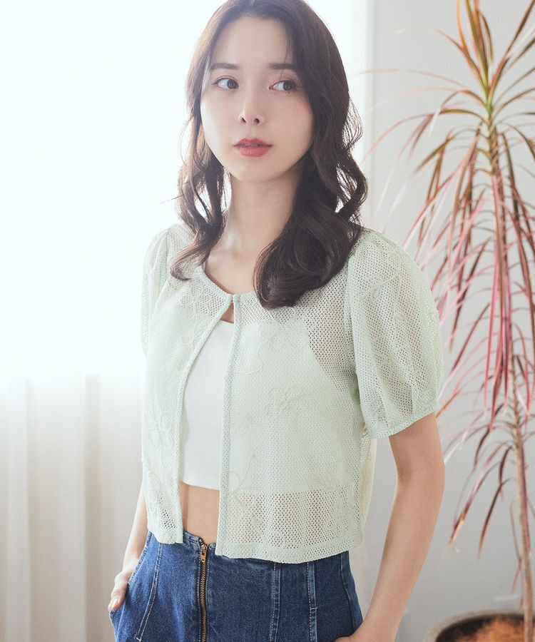 earth music&ecology「フラワーコード刺繍カーディガン」|カーディガン|