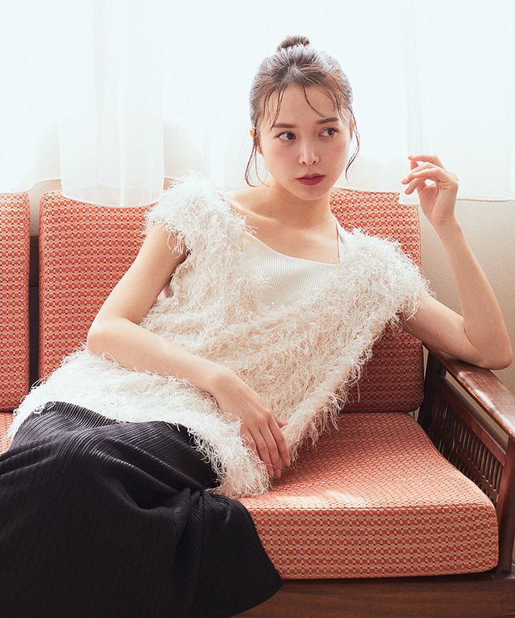 earth music&ecology「ふさふさベスト」|ベスト・ジレ|