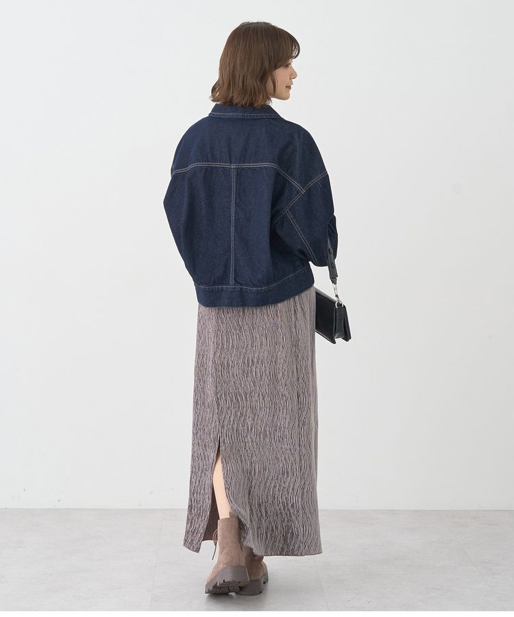 earth music&ecology「ショートジップデニムジャケット」|ブルゾン・スタジャン|