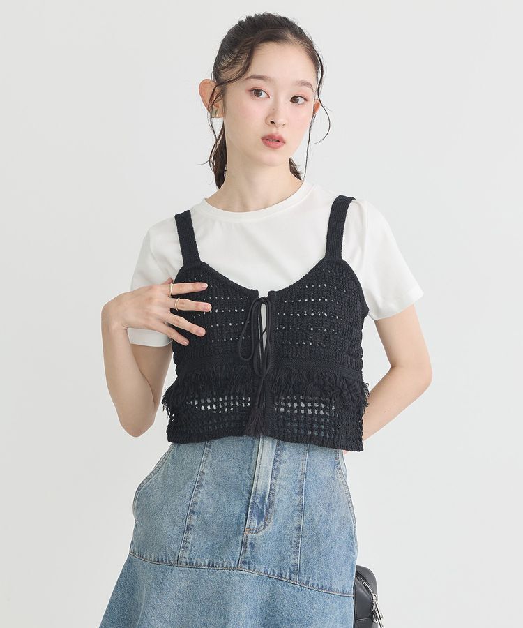 earth music&ecology「フリンジニットビスチェ」|ベスト・ジレ|